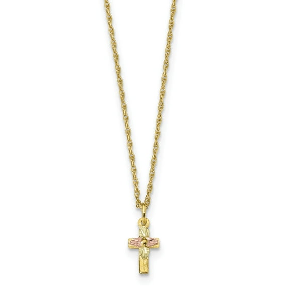 10k Tri-Color Black Hills Gold Cross Necklace