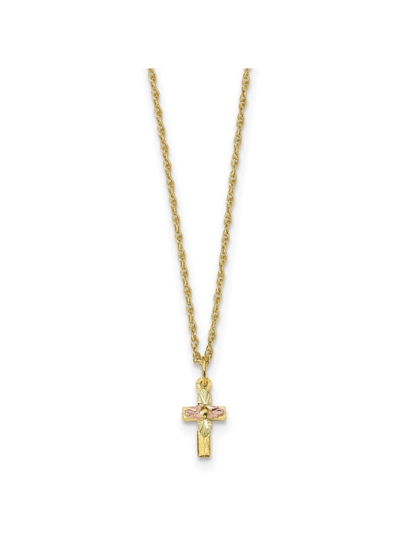 10k Tri-Color Black Hills Gold Cross Necklace