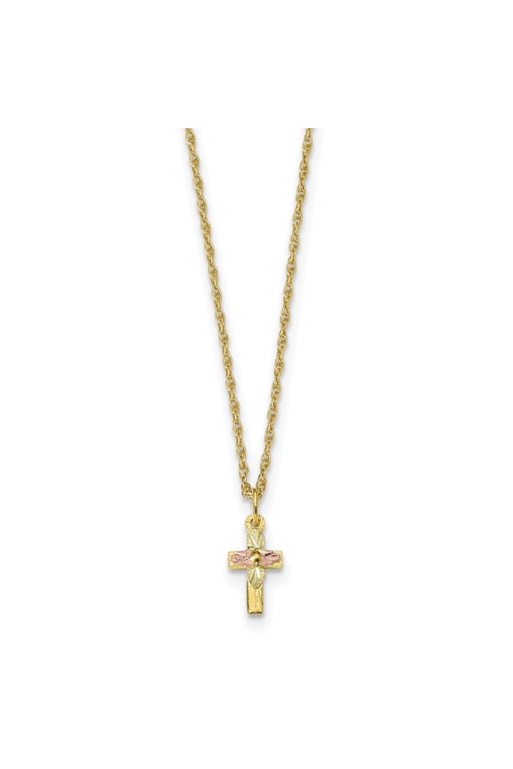 Cross Necklace 10k, Gold, 18 in, Rope (Gift Box)