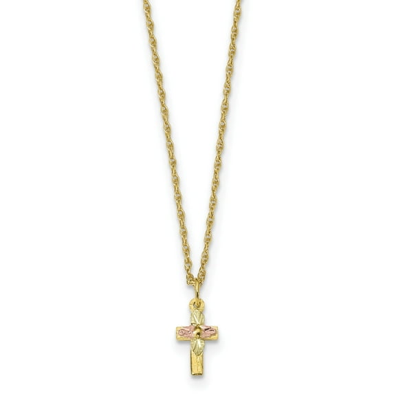 10k Tri-Color Black Hills Gold Cross Necklace