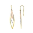 thumbnail image 1 of JewelStop 10k Tri-Color Gold 3 Open Marquise Shape Drop Earrings - 35x7mm, 1.4gr., 1 of 6