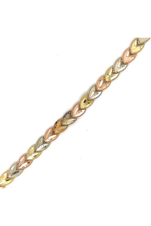 10k Tri Color Ladies Bracelet 7.25"