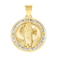 thumbnail image 1 of 10k Tri-color Gold Unisex Cubic Zirconia Saint Jude Religious Round Charm Pendant Necklace 25.5x18.4mm Wide Pendant for, 1 of 2