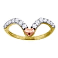 thumbnail image 1 of 10k Tri-color Gold Womens Cubic Zirconia Curved Love Heart Ring Band Statement Ring for Women and Men, 1 of 2