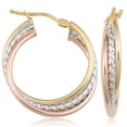 thumbnail image 1 of KoolJewelry 10k Tricolor Gold Hoop Earring, 1", 1 of 5