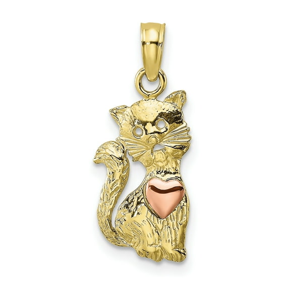 10k Two-Tone Cat w/ Heart Charm