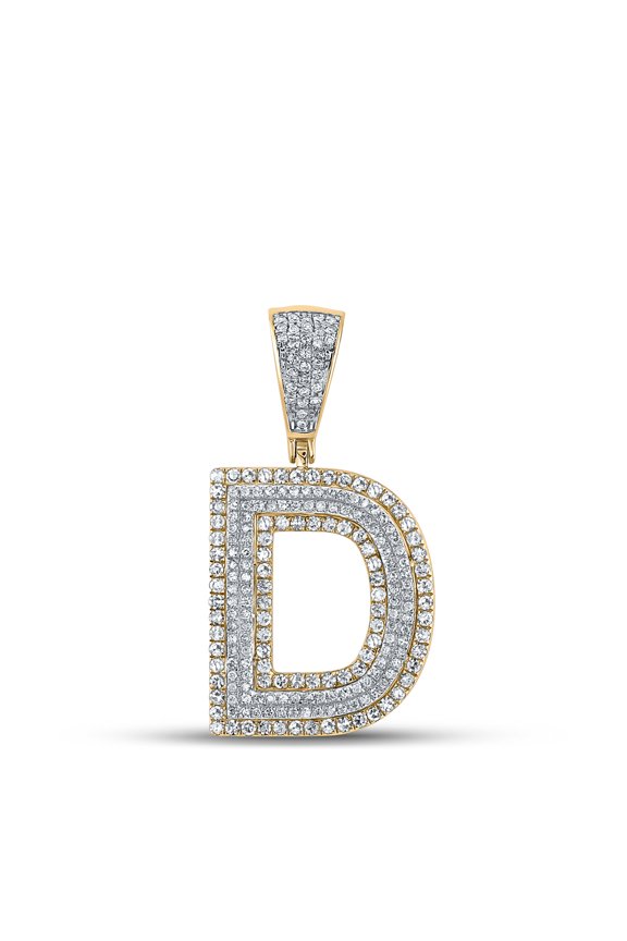 10k Two-Tone Gold 7/8 CTW Natural Diamond Initial "D" Mens Charm 4.38 Grams
