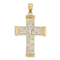 thumbnail image 1 of 10K Yellow Gold with Rhodium Cut-Out Cross Pendant, Polished, 29.2 mm, 1 of 6