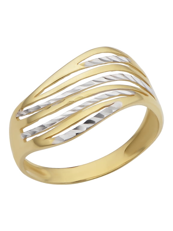 Band 10 Karat Gold - Diamond Cut Wave Ring - Size 6
