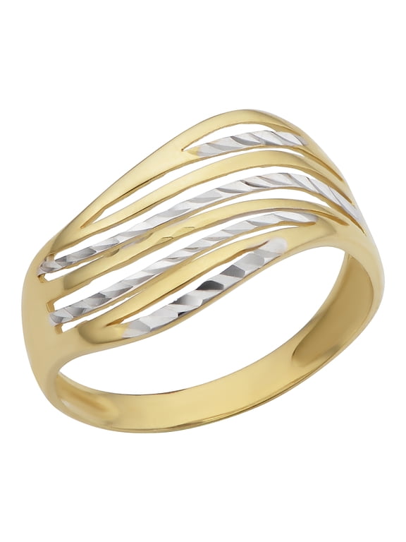 Band 10 Karat Gold - Diamond Cut Wave Ring - Size 6