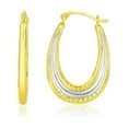 thumbnail image 1 of 10k Two-Tone Gold Graduated Textured Oval Hoop Earrings, 1 of 2