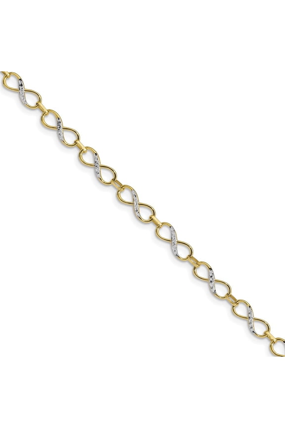 10k Two Tone Gold Infinity Fancy Bracelet