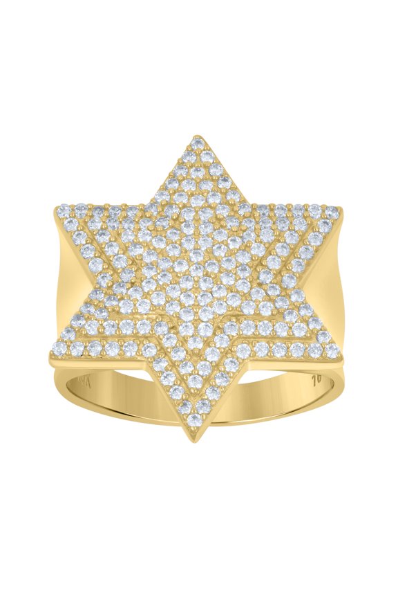 10k Two-Tone Gold Mens Cubic Zirconia Celestial Star Band Ring