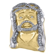 10k Two-Tone Gold Mens Cubic Zirconia Jesus Face Religious Ring