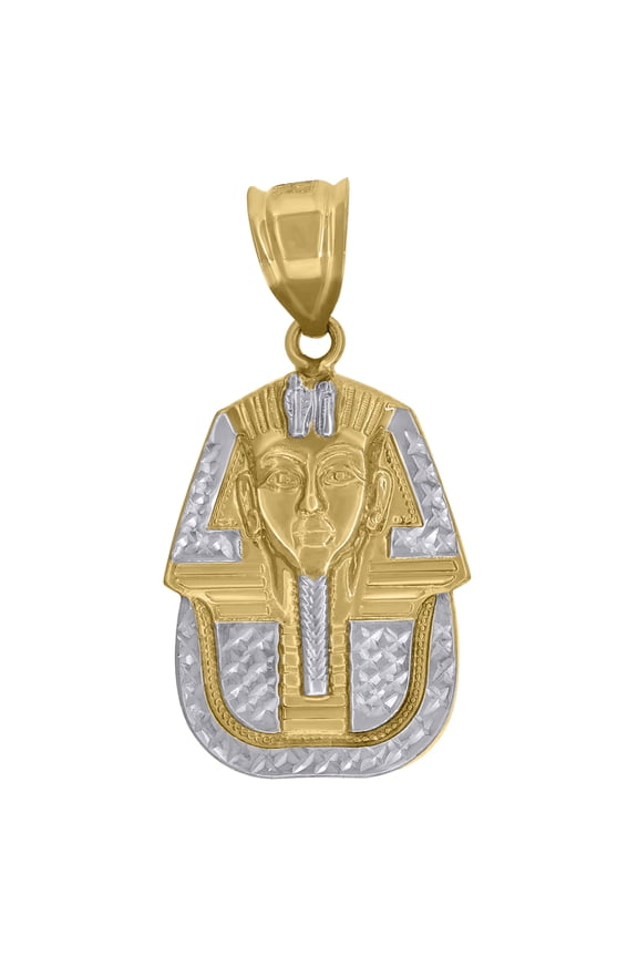 10k Two-Tone Gold Mens Egyptian Pharaoh Pendant