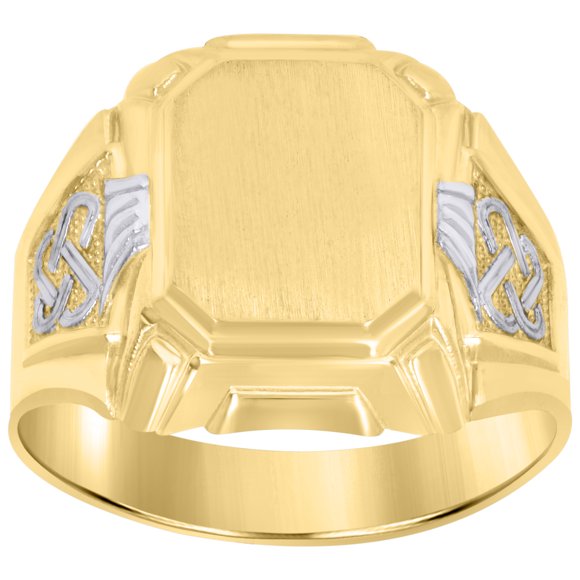 10k Two-Tone Gold Mens Octagonal Head Signet Ring