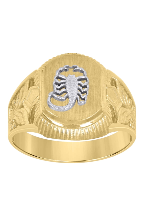 10k Two-Tone Gold Mens Scorpion Signet Ring