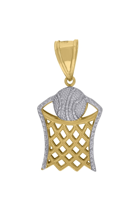 10k Two-Tone Gold Mens Sports Basketball Pendant
