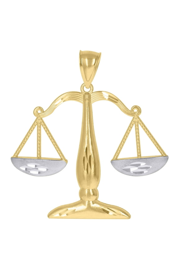 10k Two-Tone Gold Mens Zodiac Sign Libra Charm Pendant
