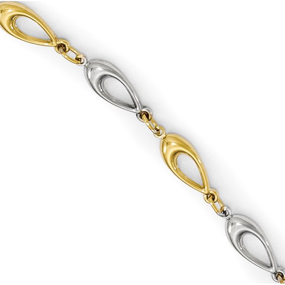 10k Two Tone Fancy Lobster Closure Gold Polished Bracelet 7.5 Inch 5mm Wide -  Jewelry Gift for Mom