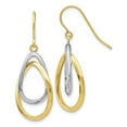 thumbnail image 1 of 10k Two-Tone Gold Polished Shepherd Hook Dangle Earrings - Measures 33x9mm Wide, 1 of 2