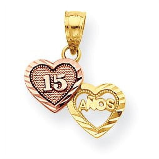 10k Two-Tone Gold Two-tone Small Sweet 15 (13x15mm) Pendant / Charm