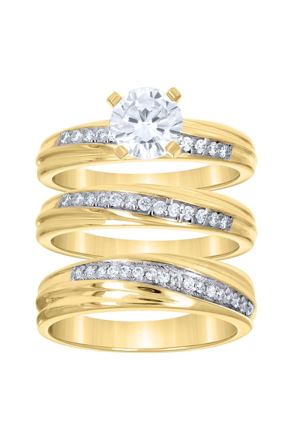 10k Two-Tone Gold Womens Cubic Zirconia Dc Trio Ring Set