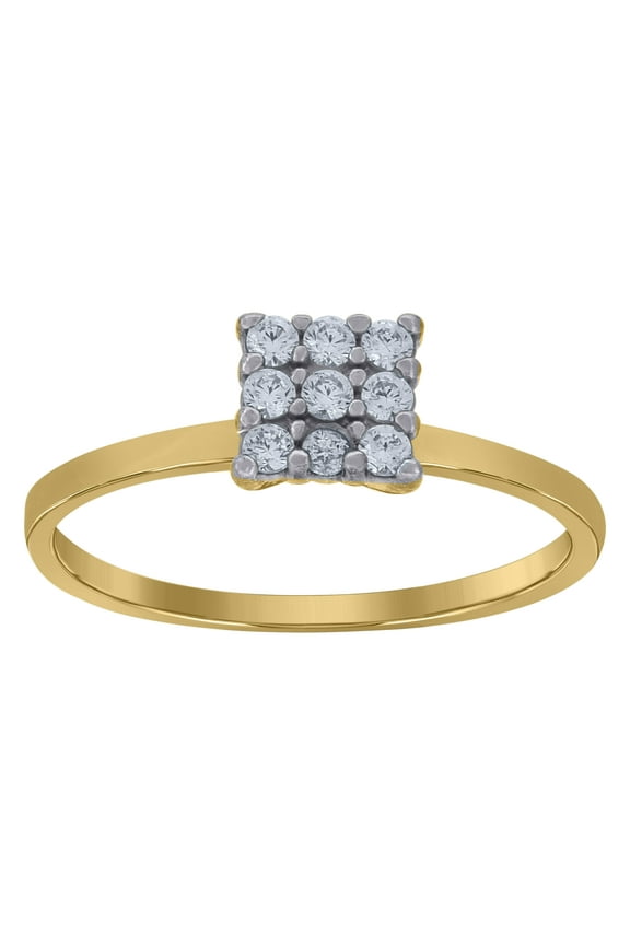 10k Two-Tone Gold Womens Cubic Zirconia Square Head Engagement Ring