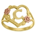 thumbnail image 1 of 10k Two-Tone Gold Womens Dc Textured Initial Letter C Heart Band Ring, 1 of 1