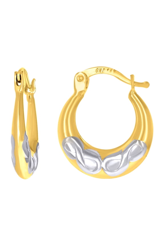 10k Two-Tone Gold Womens Infinity Love Symbol Hoop Earrings