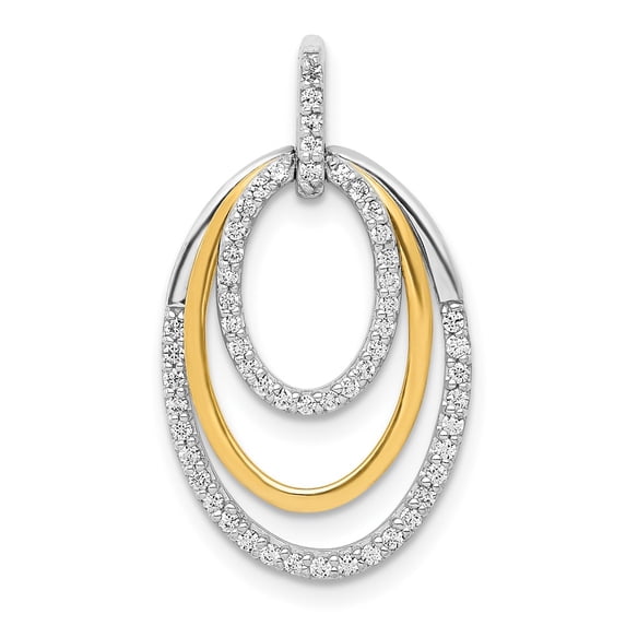 10k Two-tone 1/4ct. Diamond Fancy Triple Oval Pendant