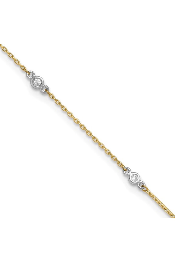 10k Two-tone CZ 9in Plus 1in ext. Anklet
