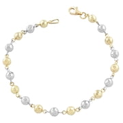 KoolJewelry 10k Two-tone Diamond-cut Ball Bracelet 5 mm, 7.5 inch