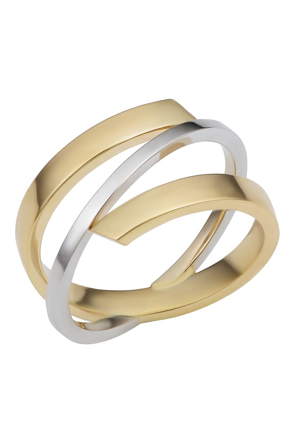 KoolJewelry 10k Two-tone Gold High Polish Stylish Bypass Ring
