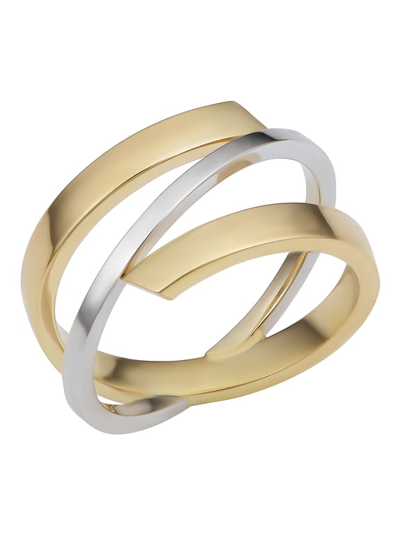 KoolJewelry 10k Two-tone Gold High Polish Stylish Bypass Ring