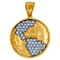 thumbnail image 1 of 10k Two-tone Gold Men Cubic Zirconia Globe World Map Pendant 42.4x29.6mm Wide Necklace for Men, 1 of 2