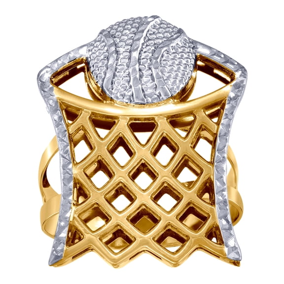 10k Two-tone Gold Mens Basketball Sports Ring 28.1x21.8mm Wide Ring for Men - 3.5 Grams