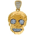 thumbnail image 1 of 10k Two-tone Gold Mens Cubic Zirconia CZ Skull Charm Pendant 36.4x19.80mm Wide Necklace for Men, 1 of 2