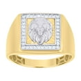 thumbnail image 1 of 10k Two-tone Gold Mens Cubic-Zirconia Leo/Lion Head Animal Square Zodiac Sign/Wildlife Ring, 1 of 1