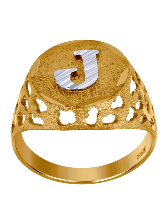 10k Two-tone Gold Mens Letter Name Personalized Monogram Initial J Band Ring 16x3.20mm Wide Size 9.5 Wedding Band for Me