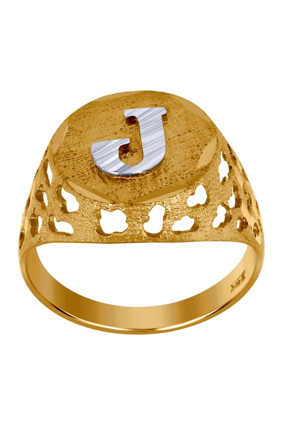 10k Two-tone Gold Mens Letter Name Personalized Monogram Initial J Band Ring 16x3.20mm Wide Size 9.5 Wedding Band for Me