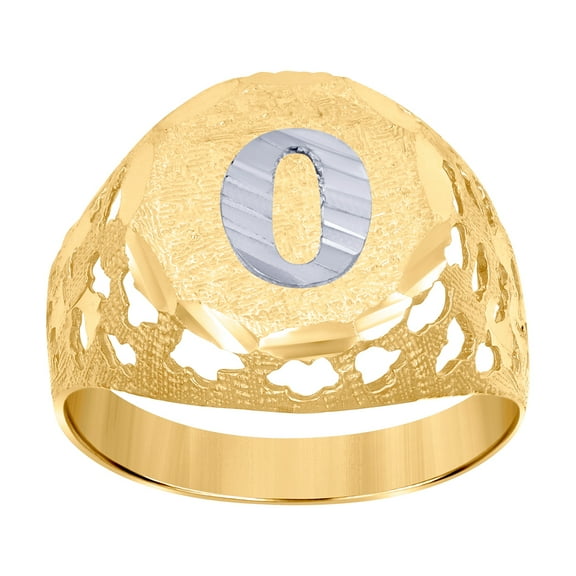 10k Two-tone Gold Mens Letter Name Personalized Monogram Initial O Band Ring 16x3.20mm Wide Size 9.5 Wedding Band for Me