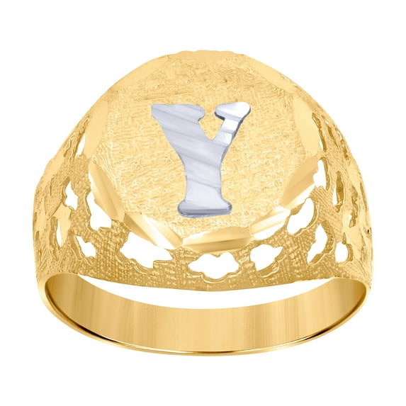 10k Two-tone Gold Mens Letter Name Personalized Monogram Initial Y Band Ring 16x3.20mm Wide Size 9 Wedding Band for Men