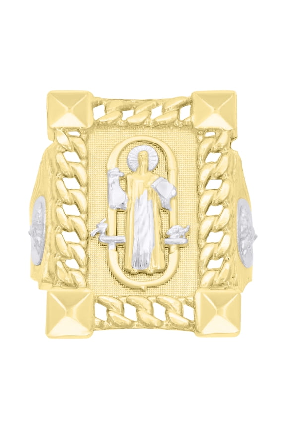 10k Two-tone Gold Mens St. Benedict Religious Ring