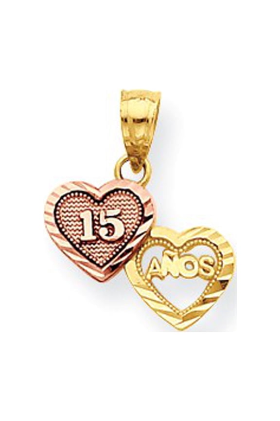 10k Two-tone Gold Small Sweet 15 Charm