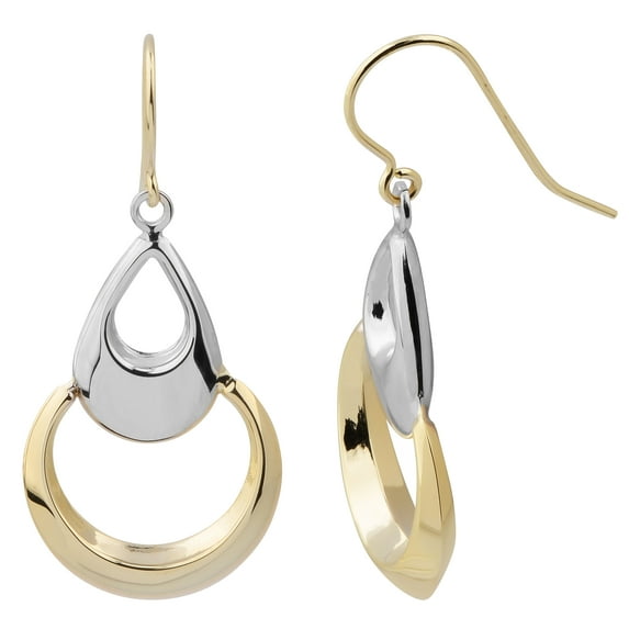 KoolJewelry 10k Two-tone Gold Teardrop on Open Circle Dangle Earrings