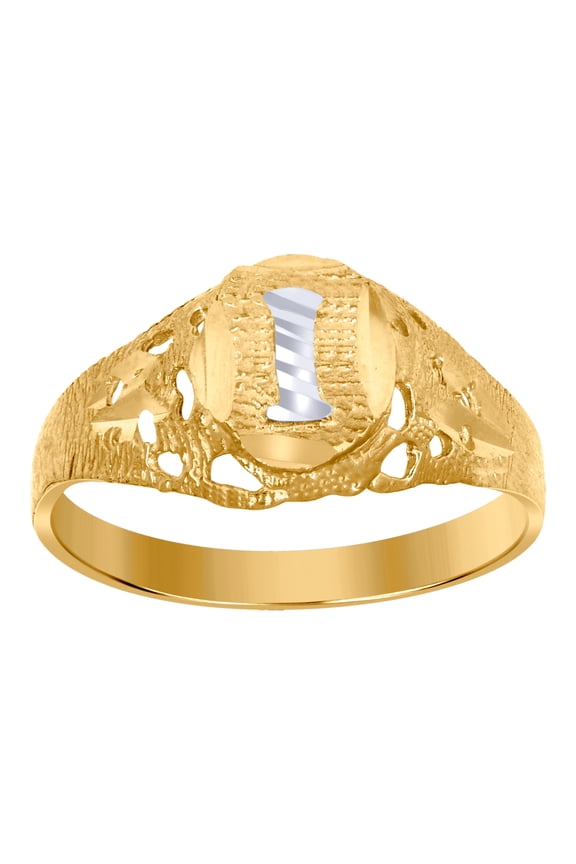 10k Two-tone Gold Letter Name Personalized Monogram Initial I Band Ring 7.5x2.20mm Wide Size 5 Ring