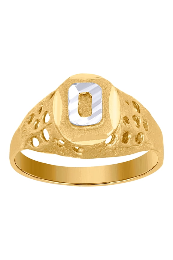 10k Two-tone Gold Letter Name Personalized Monogram Initial O Band Ring 7.5x2.20mm Wide Size 5 Ring