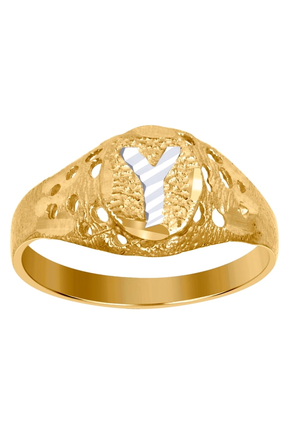 10k Two-tone Gold Letter Name Personalized Monogram Initial Y Band Ring 7.5x2.20mm Wide Size 5 Ring