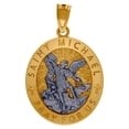 thumbnail image 1 of 10k Two-tone Gold Textured Saint Michael Religious Charm Pendant Necklace 24.1x16mm Wide Pendant for Women, 1 of 2